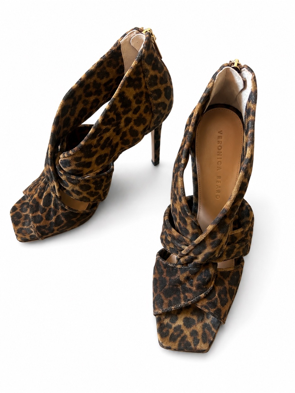 Veronica Beard Leopard-Print Twist-Strap Stiletto Heels - Brown/Black
